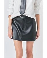 Grey Lab Women's A-Line Faux Leather Mini Skirt