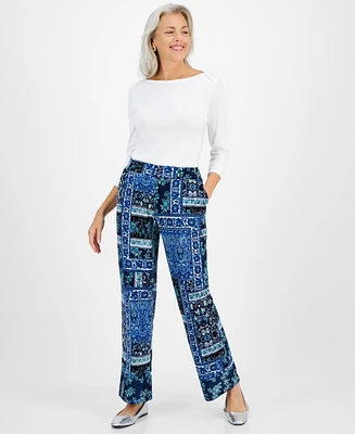 Jm Collection Women's Printed Wide-Leg Pants, Created for Macy's