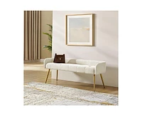 Hulala Home Modern Luis 55.25" Wide Bench with Sturdy Golden Metal Tapered Leg