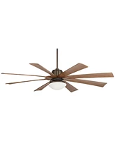 70" Defender Modern Industrial Outdoor Ceiling Fan with Led Light Remote Control Oil Rubbed Bronze Koa Opal Glass Damp Rated for Patio Exterior H
