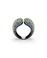 Swarovski Round Cut, Multicolored, Ruthenium Plated Sublima Cocktail Ring