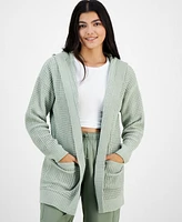 Hooked Up by Iot Juniors' Chenille Open Front Cardigan