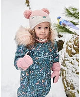 Deux par Deux Girl Knit Hat With Ears Light Pink Deer Face - Toddler|Child