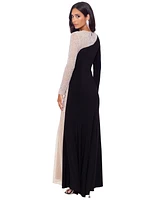 Xscape Women's Two-Tone Long-Sleeve Jersey-Knit Gown