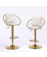 Streamdale Furniture Off- Velvet Bar Chair, Pure Gold Plated, Unique Design, 360 Degree