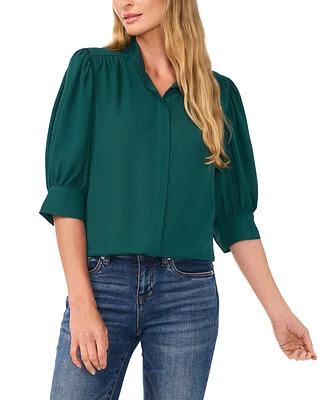 CeCe Women's 3/4-Sleeve Collared Button Down Blouse