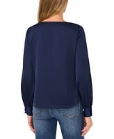 CeCe Women's Cowlneck Blouson-Sleeve Blouse