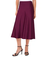 CeCe Women's A-line Side-Zip Satin Midi Skirt