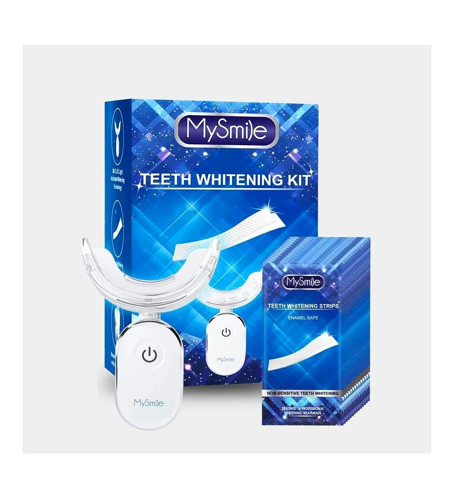 MySmile Teeth Whitening Kit with led Light, 28X Teeth Whitening Strips for Teeth Sensitive, 10 Min Fast Whitening , Helps to Remove Stains from Coffee