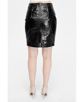 Furniq Uk Women's Leather Fashion Skirt, Black