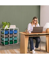 ECR4Kids 4-Tier Storage Rack with 12 Cubby Bins 4x3, Primary