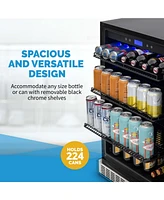Newair 24" Built-in Premium 224 Can Beverage Fridge with Color Changing Led Lights, Seamless Stainless Steel Door and Precision Temperature Control