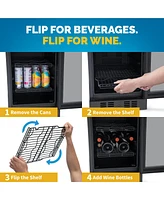 Newair 15" Flip Shelf Wine and Beverage Refrigerator, Reversible Shelves Hold 80 Cans or 33 Bottles