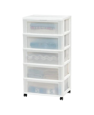 Iris Usa 5 Wide 3 Drawer Storage Cart with Caster Wheels