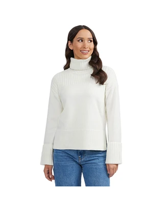 Ellen Tracy Women's Turtleneck Sweater with Rolled Cuffs