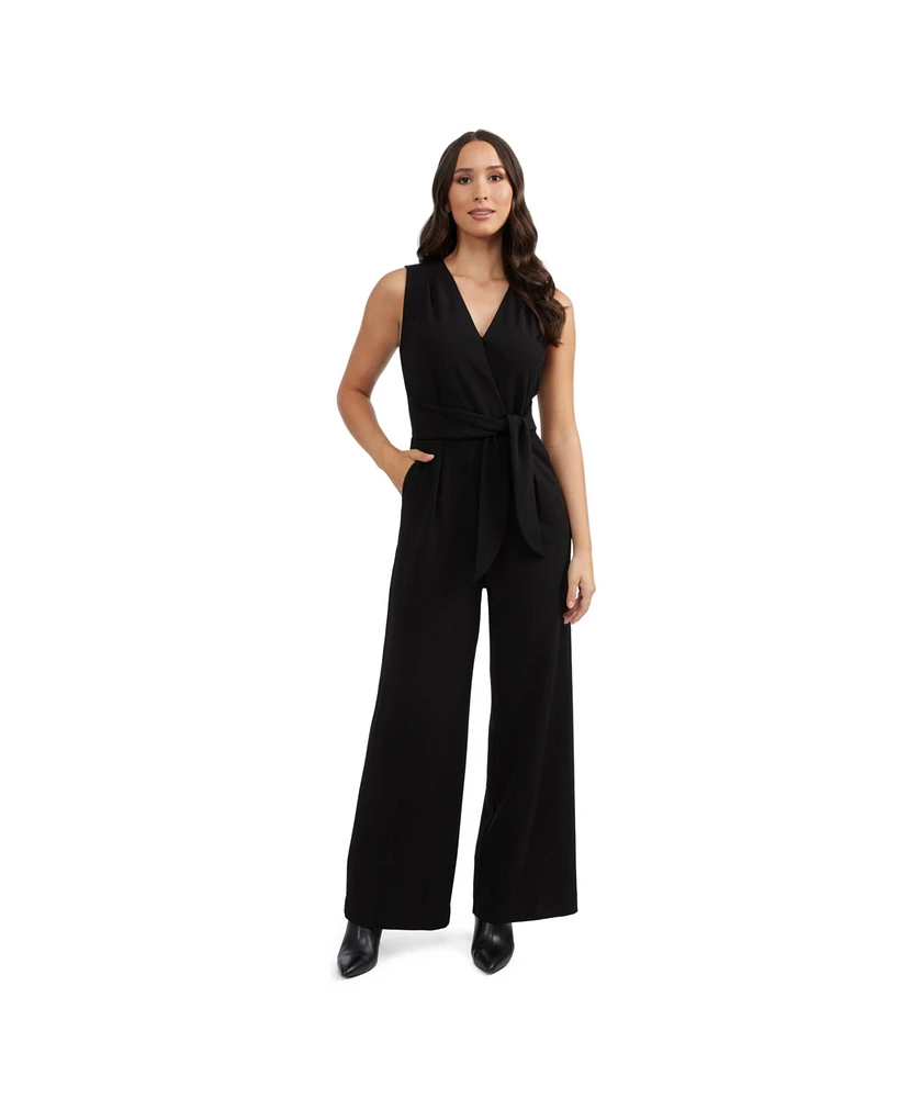 Ellen Tracy Women's Wide Leg Jumpsuit with Waist-Tie