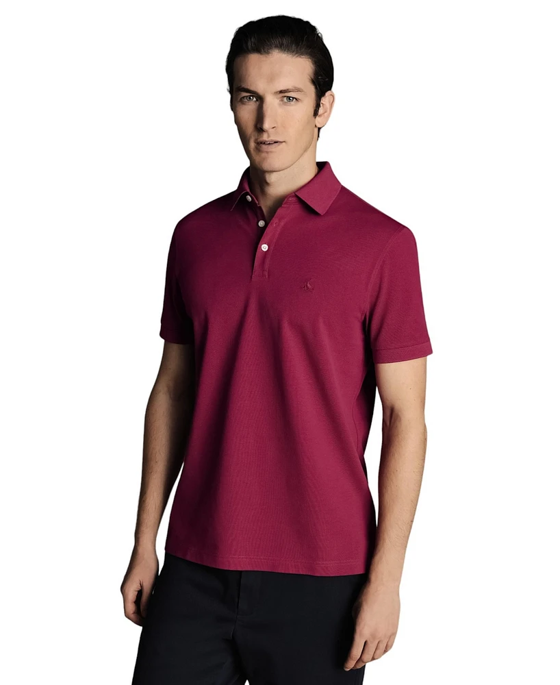 Charles Tyrwhitt Men's Solid Short Sleeve Cotton Pique Polo