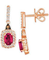 Le Vian Passion Ruby (7/8 ct. t.w.) & Diamond (1/3 ct. t.w.) Halo Drop Earrings in 14k Rose Gold