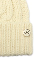 Michael Michael Kors Soft Knit Tangled Aran Cuff Pom Beanie