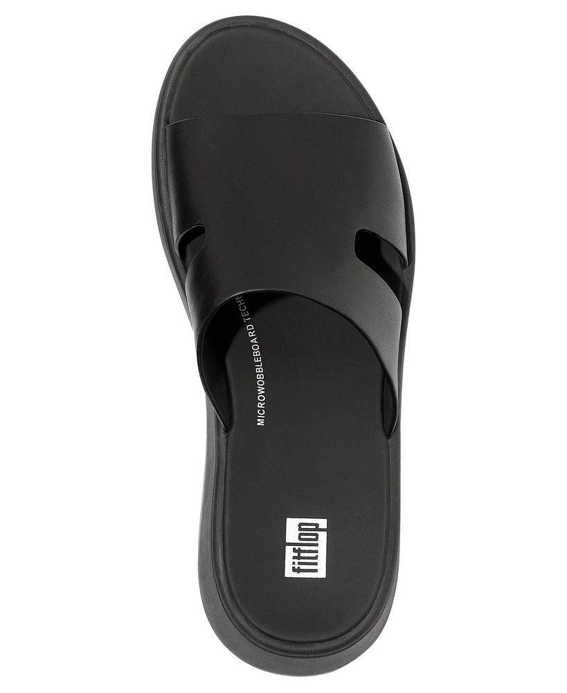 FitFlop Women's F-Mode Raw Edge Leather Flatform H-Bar Slide