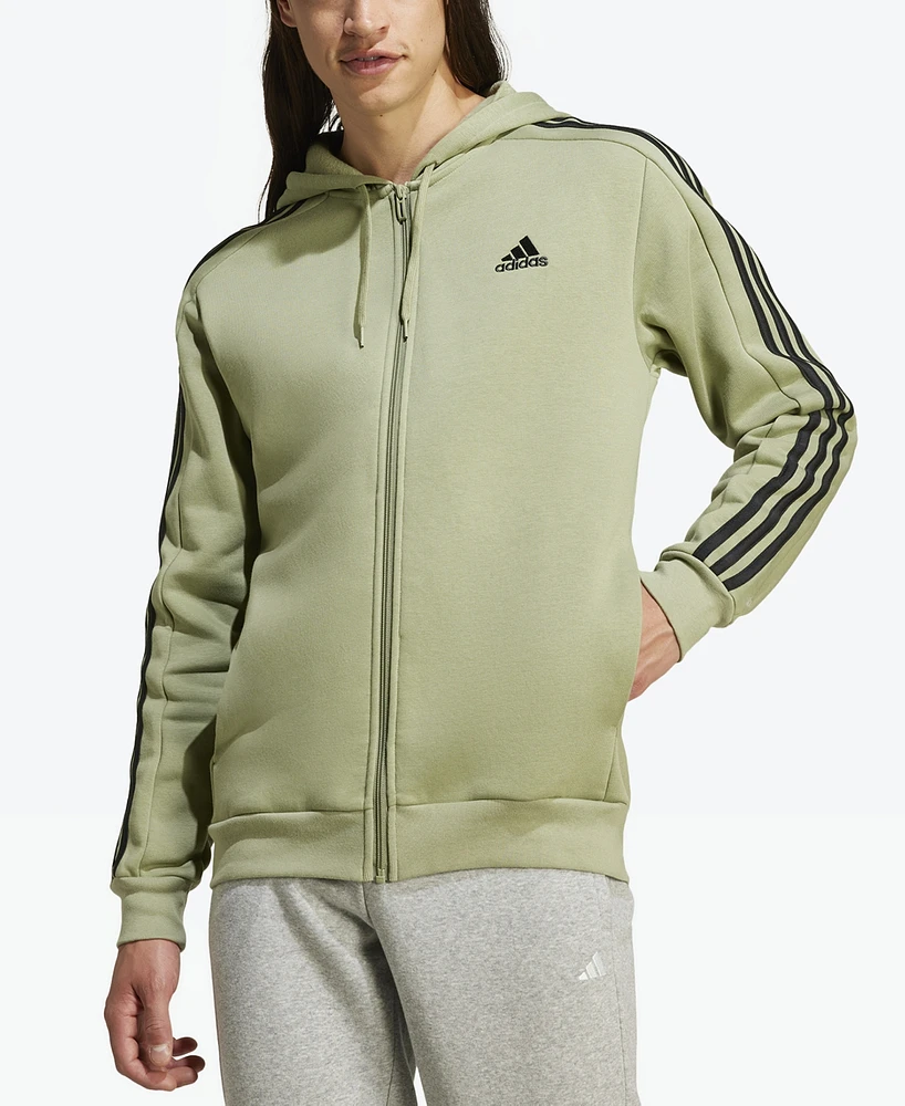 adidas Men's Essentials 3-Stripes Regular-Fit Full-Zip Fleece Hoodie, Regular & Big Tall