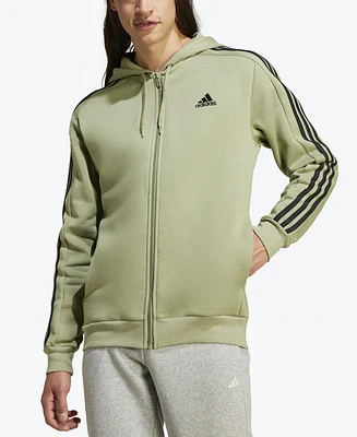 adidas Men's Essentials 3-Stripes Regular-Fit Full-Zip Fleece Hoodie, Regular & Big Tall