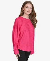 Halston Women's Textured Dolman-Sleeve Cuffed Blouse