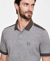 A|X Armani Exchange Men's Short Sleeve Heathered Contrast Trim Polo Shirt