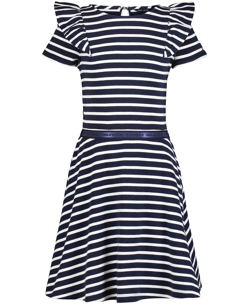 Tommy Hilfiger Big Girls Stripe Ruffle Dress