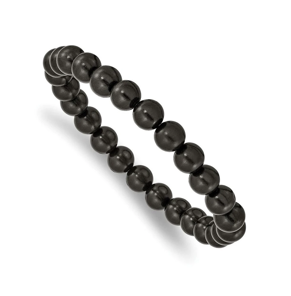 Chisel 8mm Black Wood Beaded Stretch Bracelet