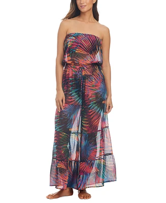 Bleu by Rod Beattie Women's Printed Tiered Cover-Up Jumpsuit