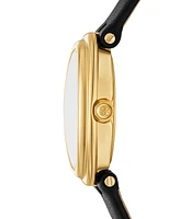 Tory Burch Women's The Oval Black Leather Strap Watch 22mm