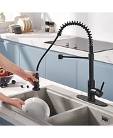 Mondawe Single Handle Pull Down Sprayer Kitchen Faucet with Touchless Sensor, Deckplate Included