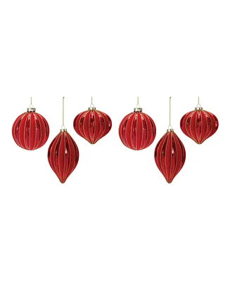 Slickblue Ribbed Mercury Glass Ornament (Set of 6)