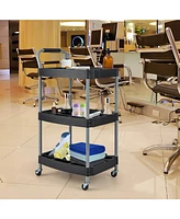 Costway 3 Tier Rolling Tool Cart with Handle Tool Storage Slot Universal Wheels for Garage