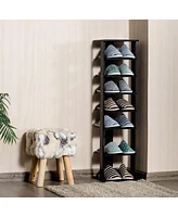 Costway Wooden Shoes Storage Stand 7 Tiers Shoe Rack Organizer Multi-shoe Rack Shoebox