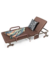 Slickblue Folding Adjustable Guest Single Bed Lounge Portable with Wheels