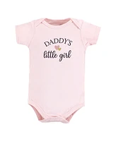 Hudson Baby Girls Cotton Bodysuits Daddy Pink Navy 3Pk