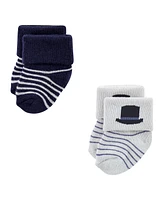 Hudson Baby Boys Cotton Rich Newborn and Terry Socks, Gentleman 12-Pack - 12