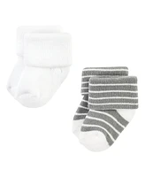 Hudson Baby Baby Boys Hudson Cotton Rich Newborn and Terry Socks, Gray Stripe 12 Pack, 6-12 Months