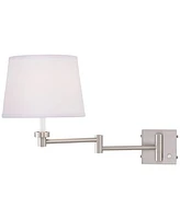 360 Lighting Vero Modern Swing Arm Wall Lamp with Usb Charging Port Brushed Nickel Plug-In Light Fixture White Drum Shade for Bedroom Bedside House Re