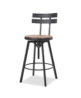 Rustic-Chic Barstool Fir Wood Seat, Metal Frame