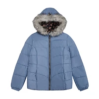 Jessica Simpson Girls Fashion Hooded Quilt Puffer Jacket With Hat