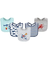 Hudson Baby Infant Boys Cotton Bibs, Shark, One Size