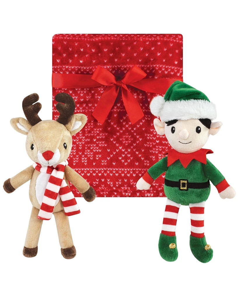 Hudson Baby Unisex Plush Blanket with Toy, Rudolph And