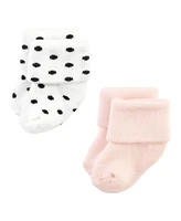 Hudson Baby Girls Cotton Rich Newborn and Terry Socks, Modern Rainbow, Months