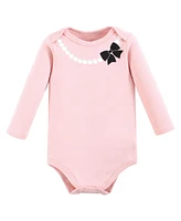 Hudson Baby Baby Girls Hudson Cotton Long-Sleeve Bodysuits, Leopard Hearts, 12-18 Months