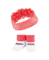 Hudson Baby Baby Girls Headband and Socks Giftset, Teal Coral, One