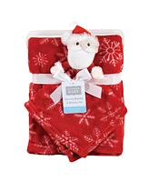 Hudson Baby Unisex Baby Plush Blanket with Security Blanket, Santa Snowflake, One Size