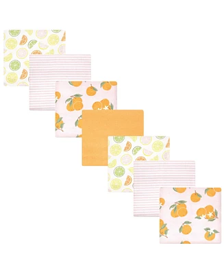 Hudson Baby Infant Girl Cotton Flannel Receiving Blankets Bundle, Citrus Orange, One Size